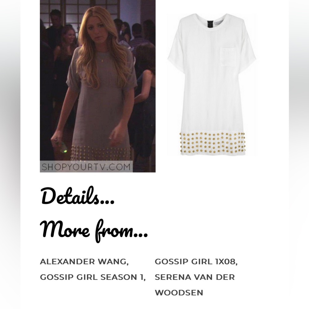 ASO Serena Vander Woodsen Gossip Girl: Alexander Wang Studded T-shirt Dress